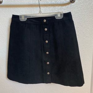 H&M Black velvet button up mini a line skirt